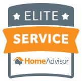 Badge displaying "Elite Service" with the HomeAdvisor logo.